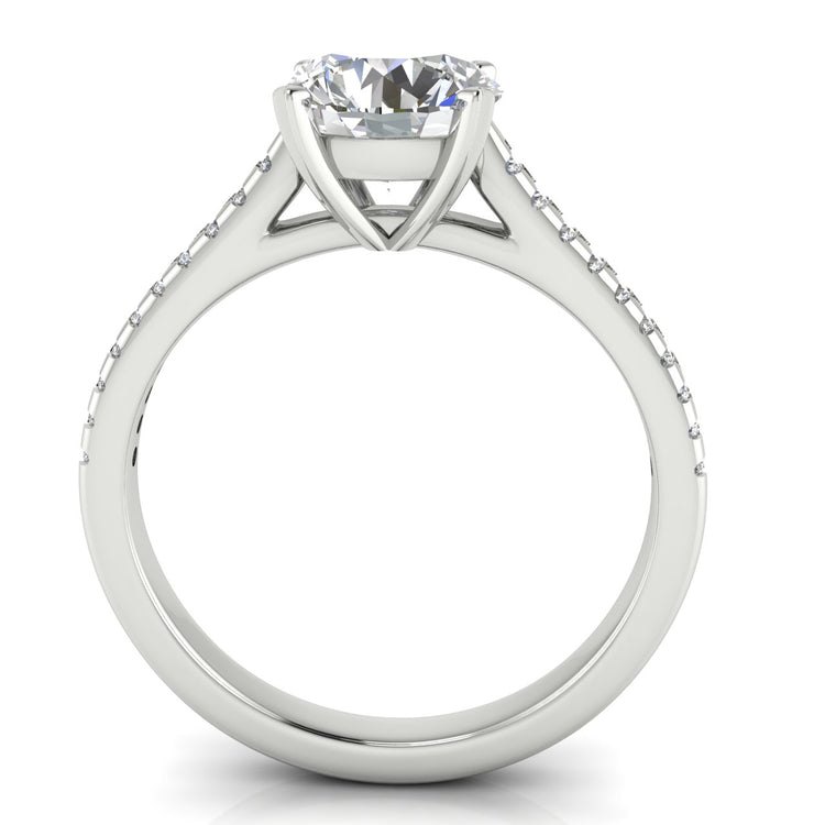 Shared Prong Pave Round Cut Lab Diamond Engagement Ring