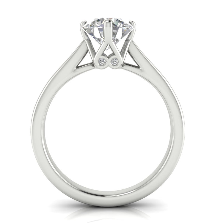 Hidden Accent Round Cut Lab Diamond Engagement Ring