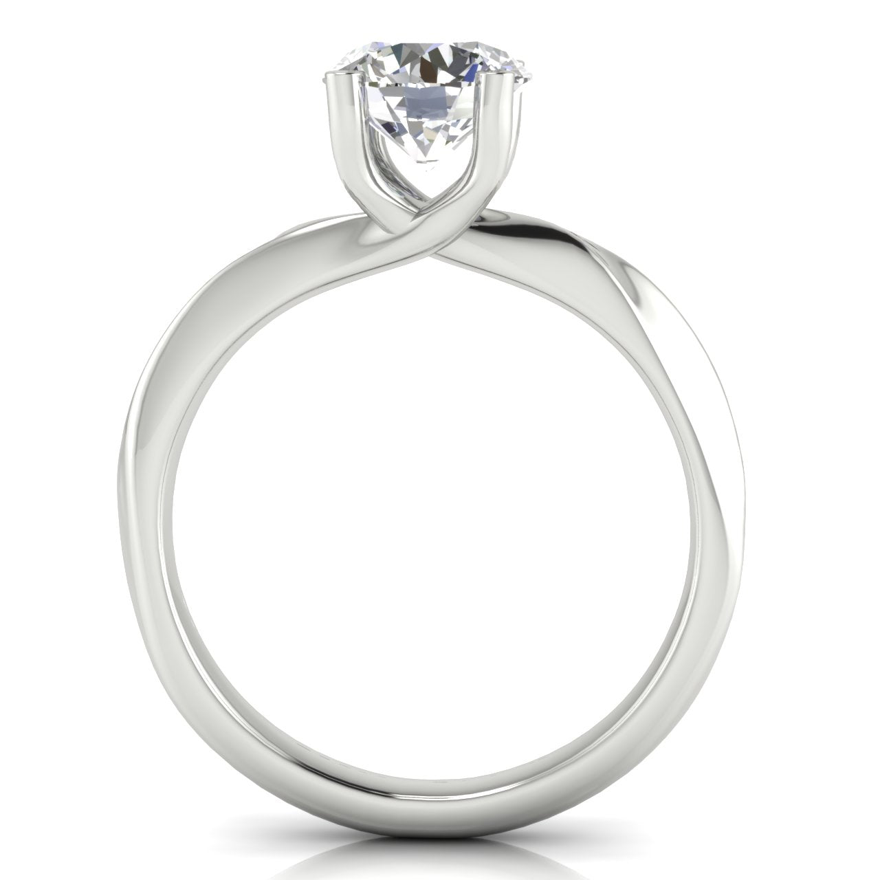 Knife Edged Crossover Round Cut Moissanite Engagement Ring