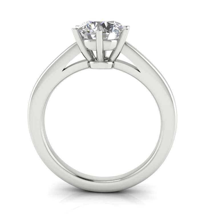 6 Prong Cathedral Round Cut Moissanite Engagement Ring