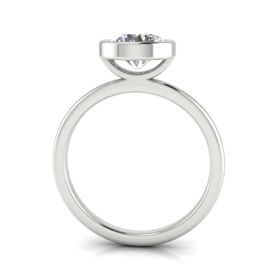 Bezel Round Cut Lab Diamond Engagement Ring