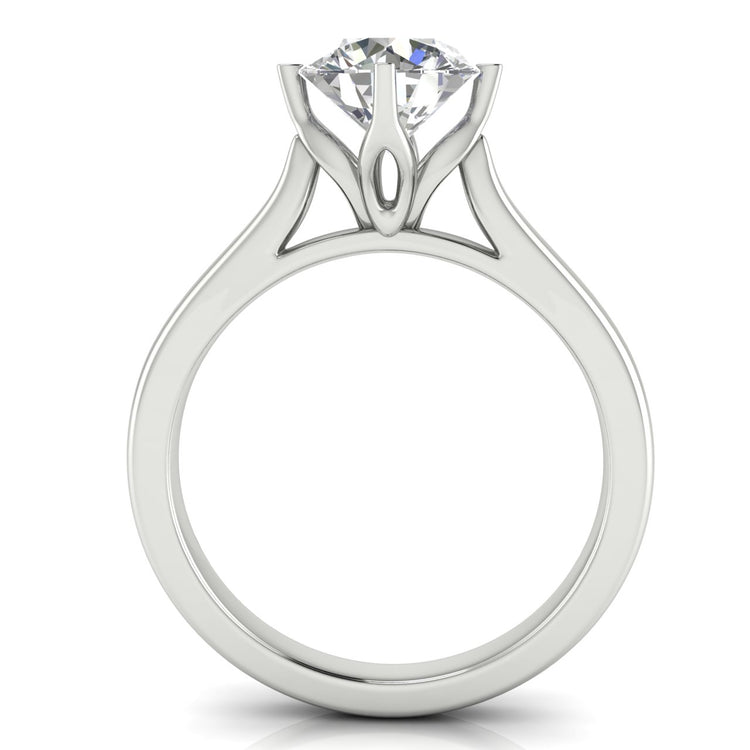 Lotus Prong Round Cut Lab Diamond Engagement Ring