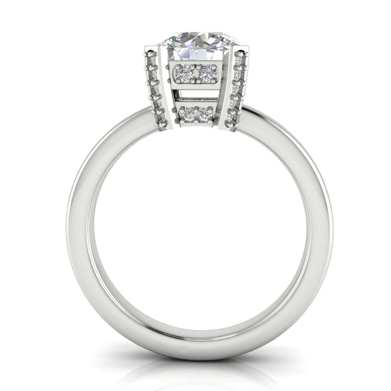 Architectural Pave Round Cut Lab Diamond Engagement Ring