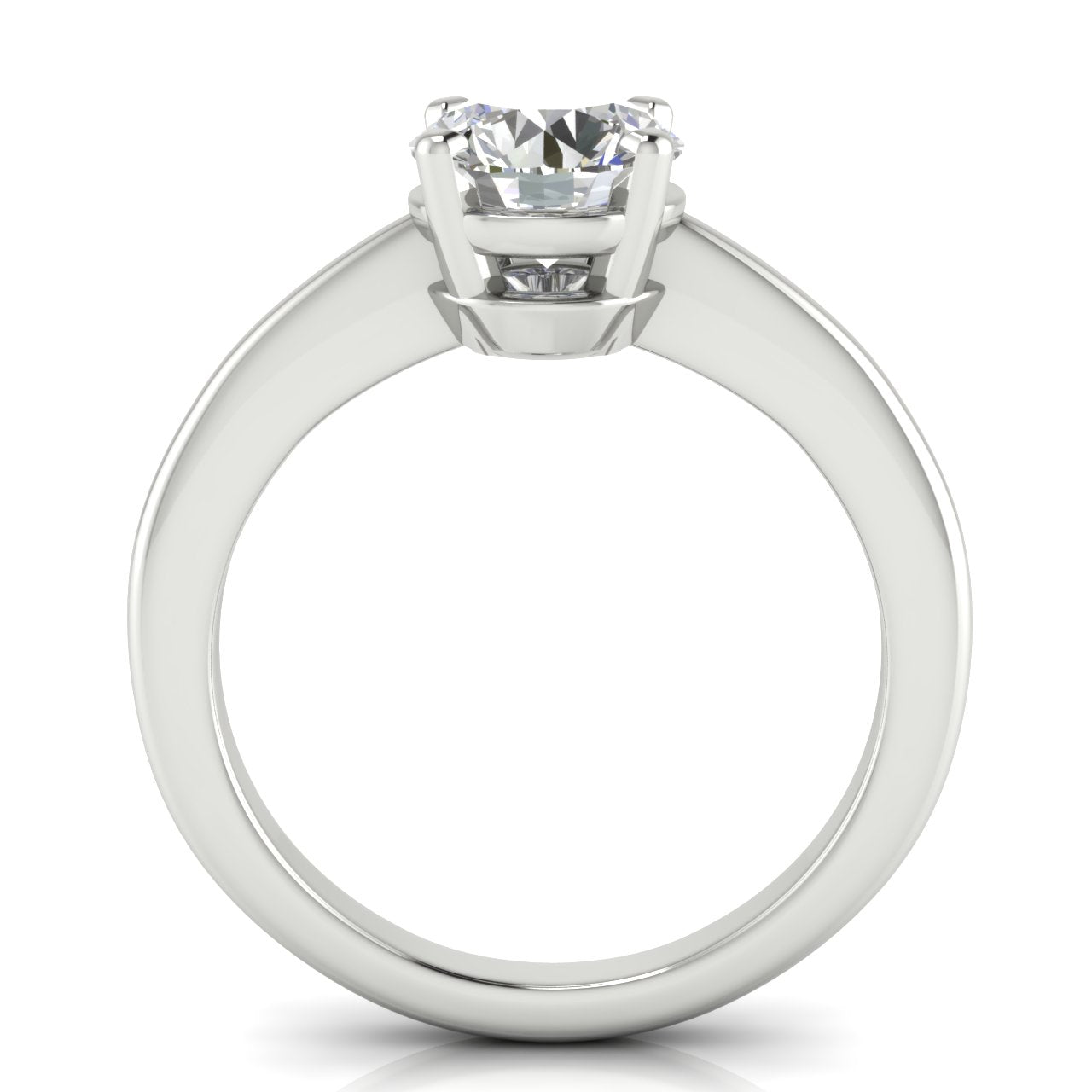 4 Prong Basket Set Round Cut Moissanite Engagement Ring