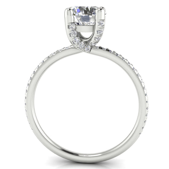 Prong pave Round Cut Lab Diamond Engagement Ring