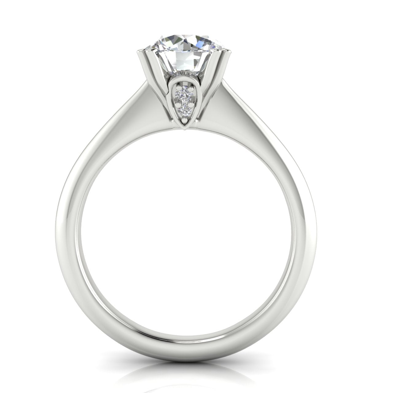 Double Prong Tulip Round Cut Lab Diamond Engagement Ring