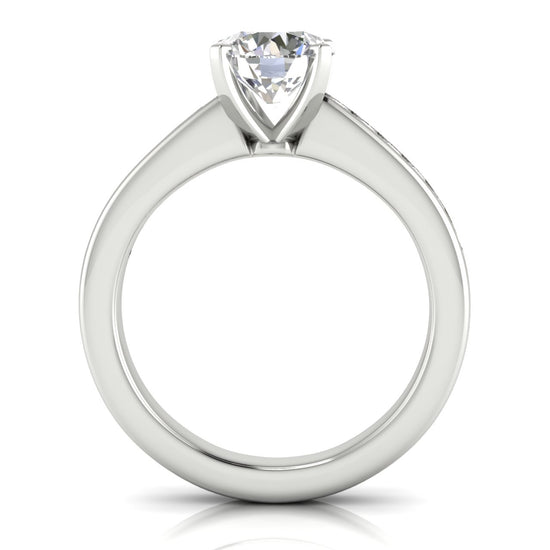 Round Channel Set Round Cut Lab Diamond Engagement Ring