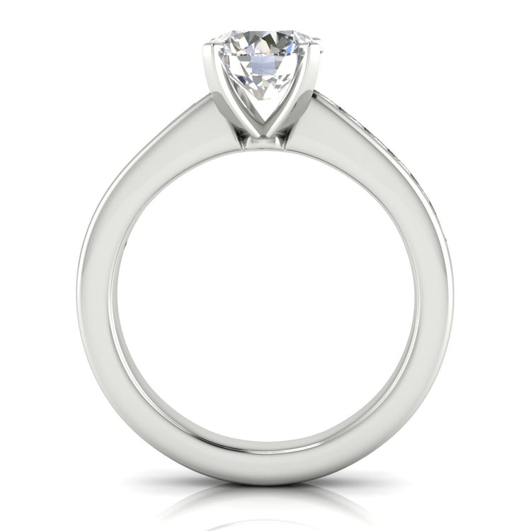 Round Channel Set Round Cut Moissanite Engagement Ring