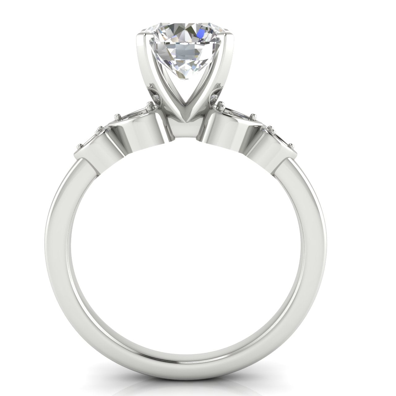 Romance Round Cut Moissanite Engagement Ring