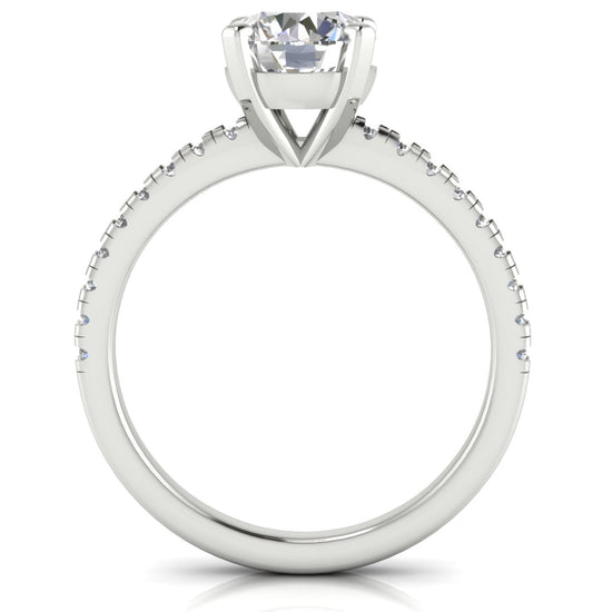 French Pave Basket Round Cut Lab Diamond Engagement Ring