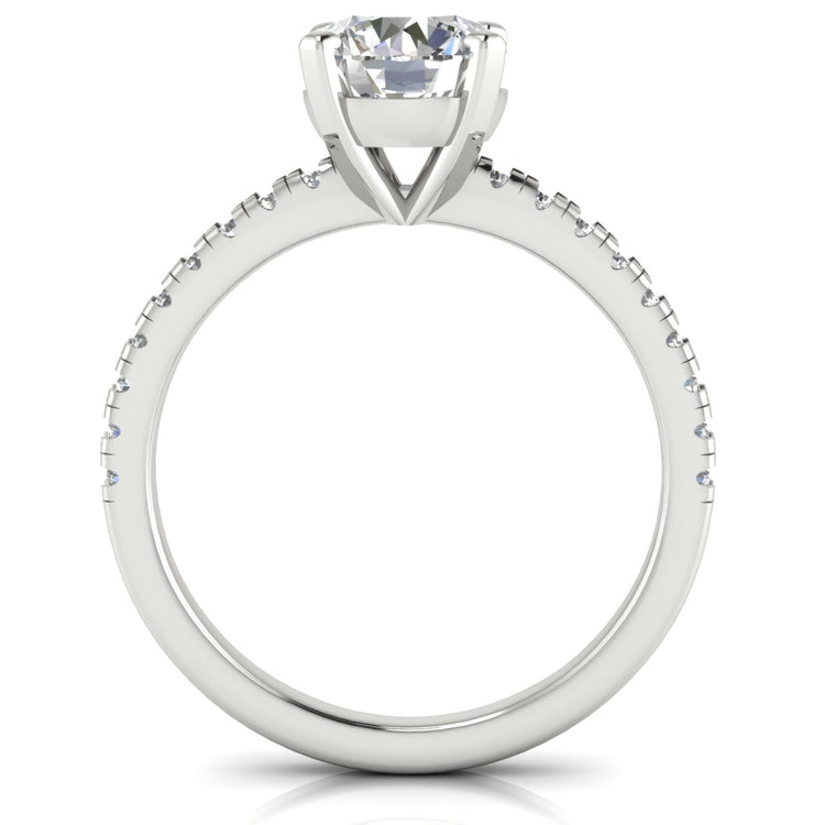 French Pave Basket Round Cut Moissanite Engagement Ring