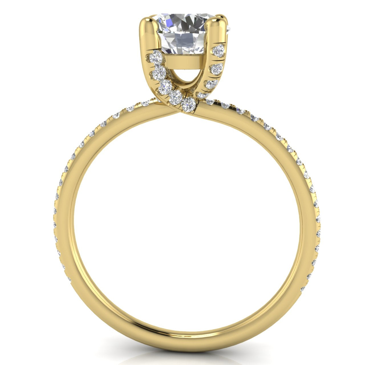 Prong pave Round Cut Lab Diamond Engagement Ring