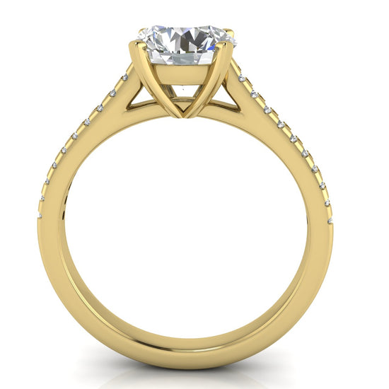 Shared Prong Pave Round Cut Lab Diamond Engagement Ring