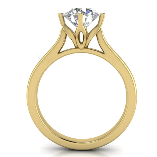 Lotus Prong Round Cut Lab Diamond Engagement Ring