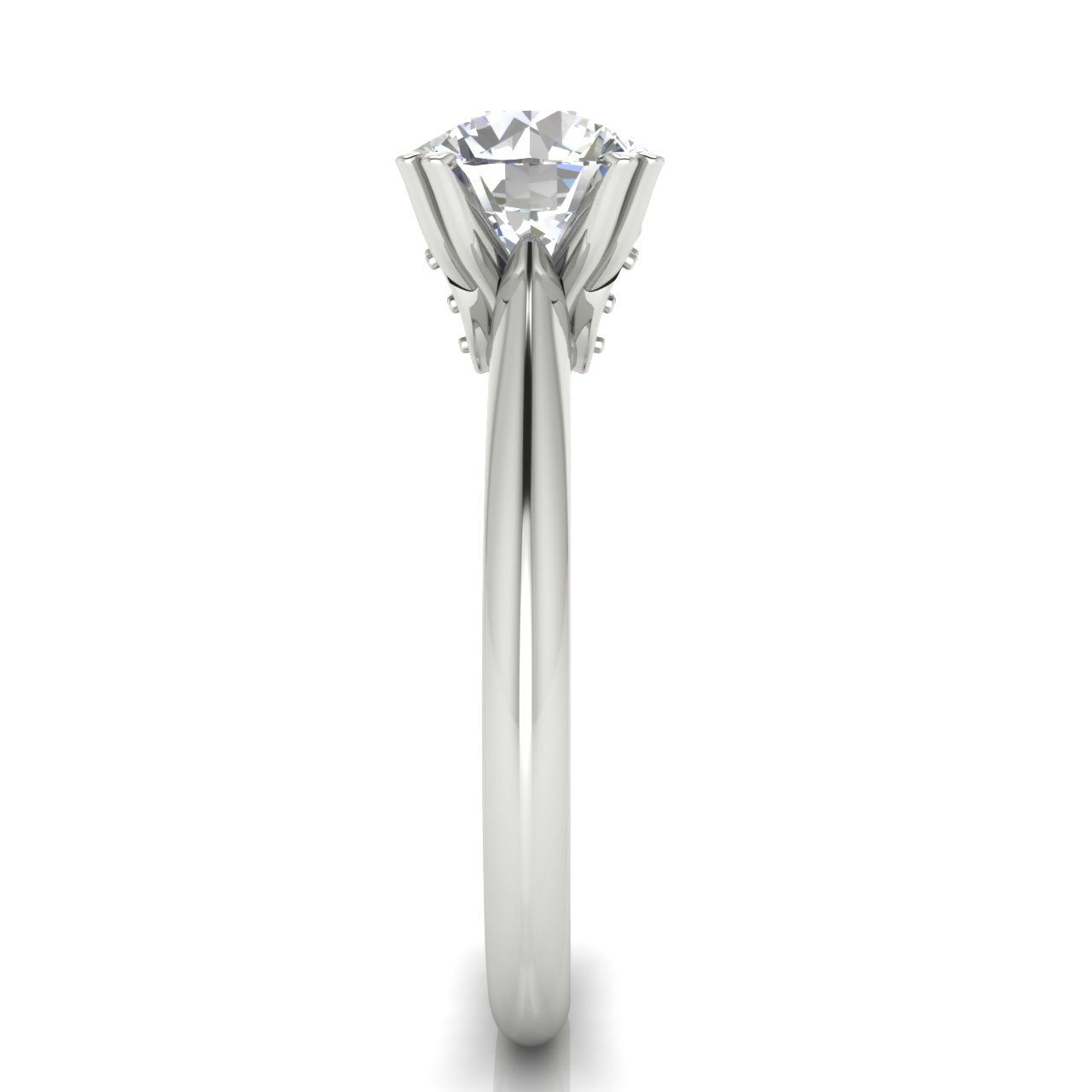 Double Prong Tulip Round Cut Lab Diamond Engagement Ring