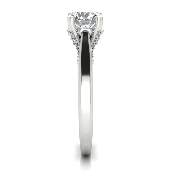 Bridge Paved Round Cut Lab Diamond Engagement Ring